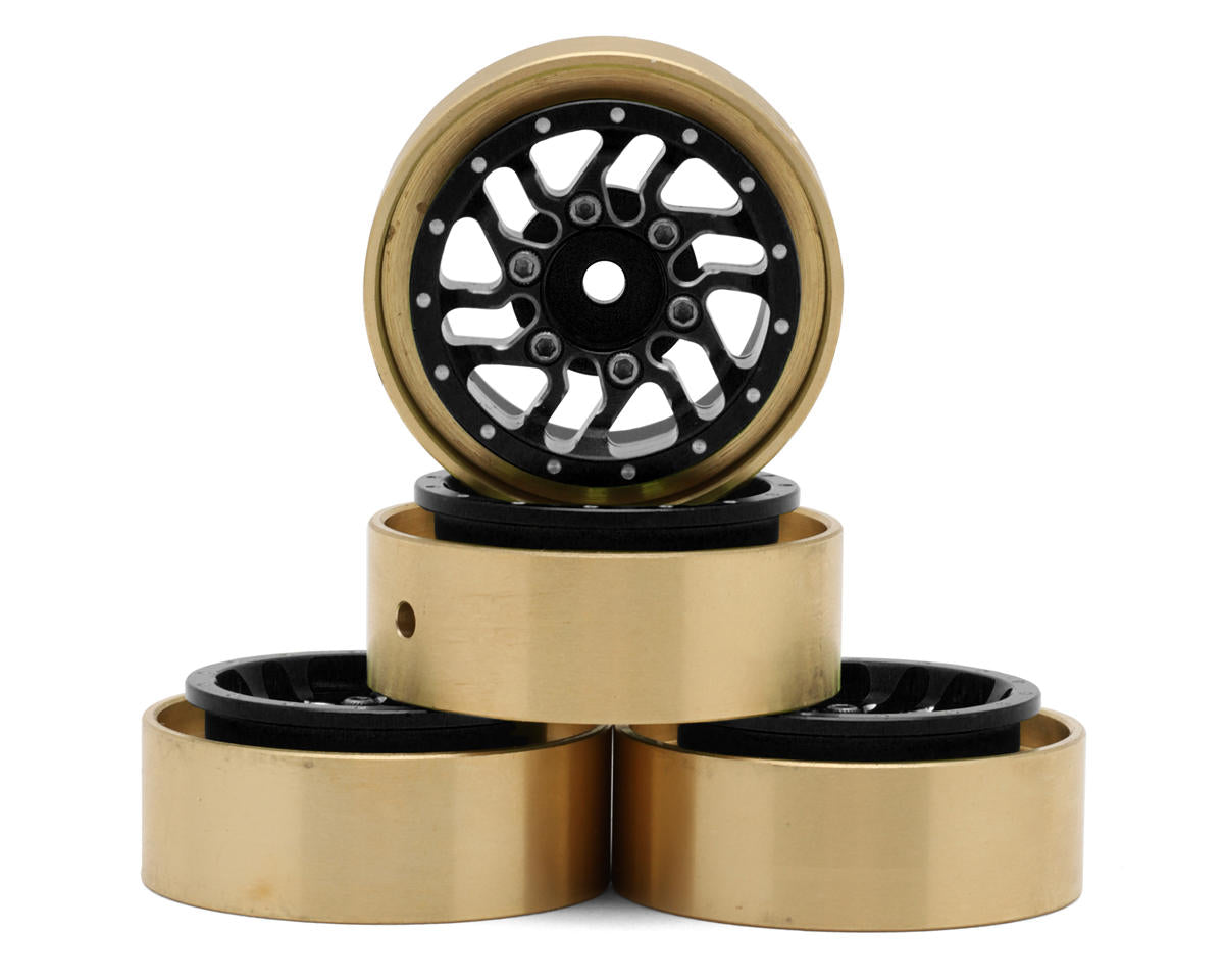 Samix Traxxas TRX-4M Aluminum/Brass Bead-lock Wheel Set (Black) (4) (35g) (Adj. Offset) 6671-BK