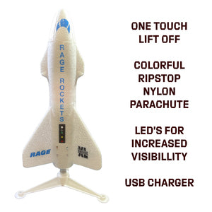 Spinner Missile XL Electric Free-Flight Rocket with Parachute and LEDs, White RGR4150W