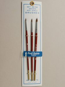 Red Sable Brush Set in 3 Sizes 5, 3, 1     58B