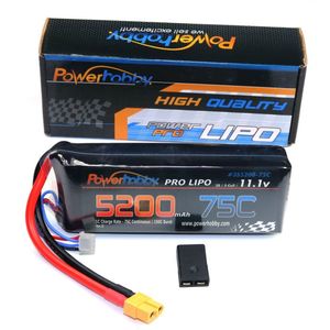 3S 11.1V 5200MAH 75C Lipo Battery, w/ XT60 Plug & HC TRX Adapter