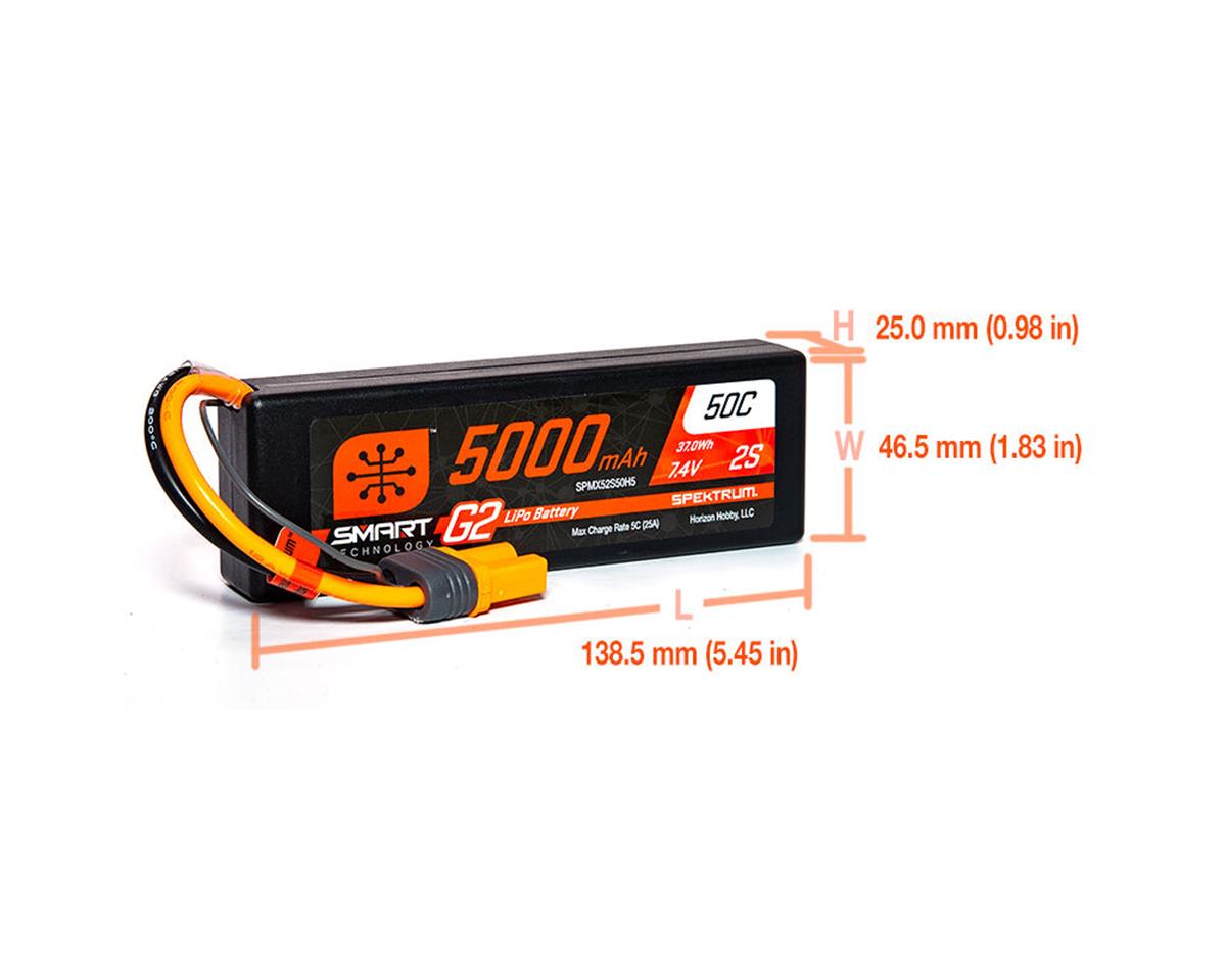 Spektrum RC 2S Smart LiPo 50C Hard Case Battery Pack (7.4V/5000mAh) w/IC5 Connector  SPMX52S50H5
