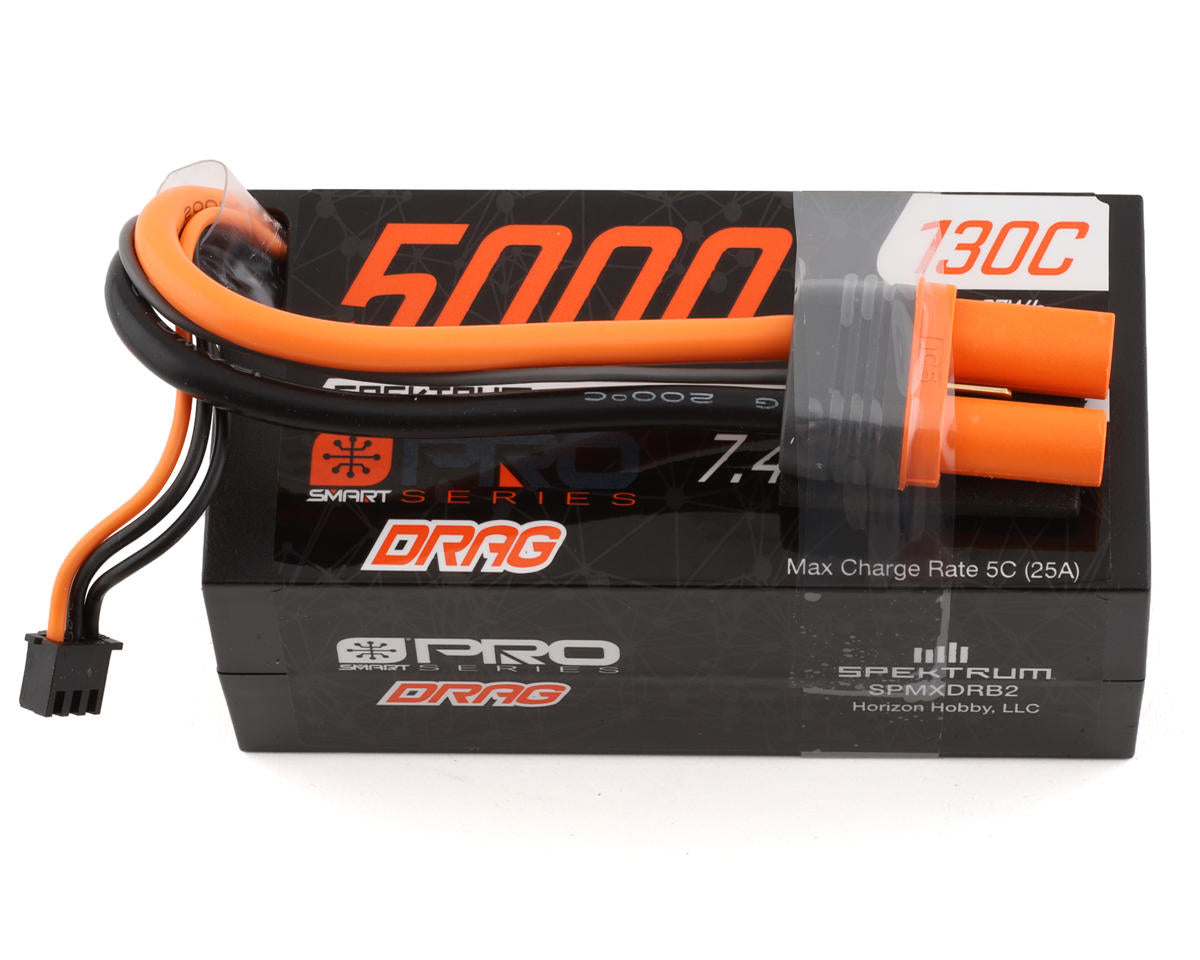 Spektrum RC 2S 130C LiPo Smart No Prep Drag Pro Series Battery w/IC5 Connector (7.4V/5000mAh)