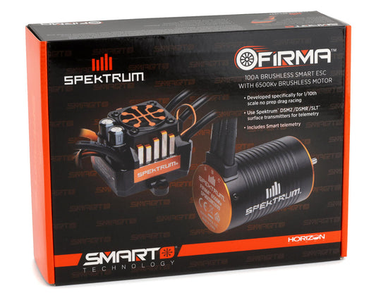 Spektrum RC Firma 100 Amp Brushless Smart ESC/Motor Drag Racing Combo (6500kV) SPMXSEMC13