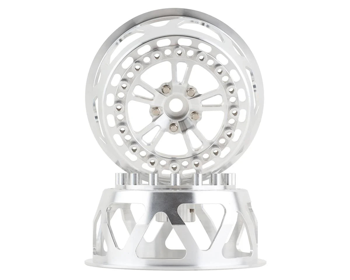 SSD RC V Spoke Lightweight Aluminum Drag Racing Beadlock Wheels (Silver) (2) (2.2/3.0") SSD00525