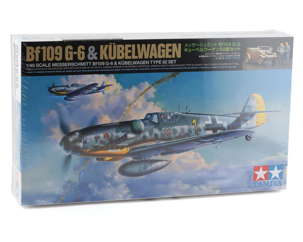 Tamiya 1/48 Messerschmitt BF109 G-6 & Kubelwagen Type 82 Model Set TAM25204