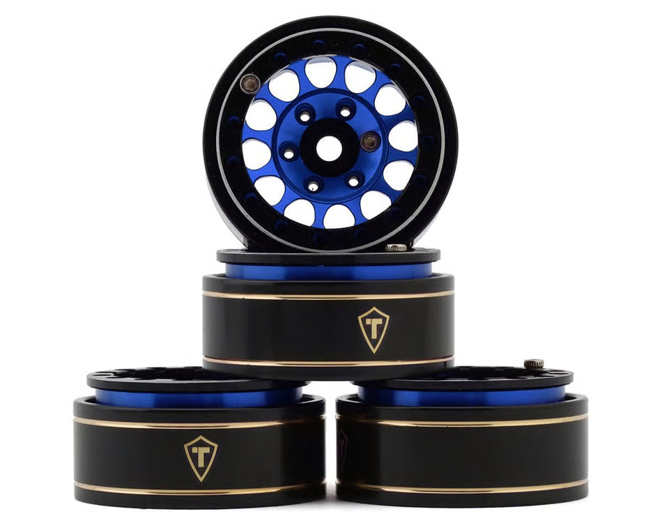 Treal Hobby Type I 1.0" Classic 12-Spoke Beadlock Wheels (BLUE) (4) (27.2g) TLHTSCX24-241