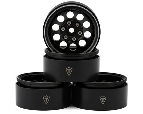 Treal Hobby 1.9" Type F 10-Hole Aluminum Crawler Beadlock Wheels (Black) (4) (128.6g ea) TLHTWHEEL-49