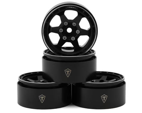 Treal Hobby Type H 1.9" 6-Spoke Beadlock Wheels (Black) (4) TLHTWHEEL-68