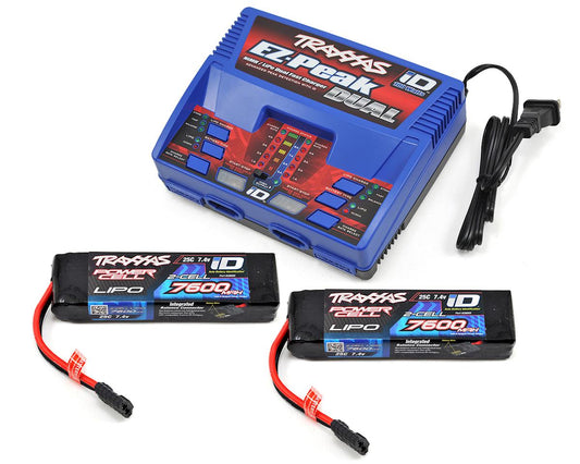 Traxxas EZ-Peak 2S "Completer Pack" Dual Multi-Chemistry Battery Charger w/Two Power Cell 2S Batteries (7600mAh) 2991