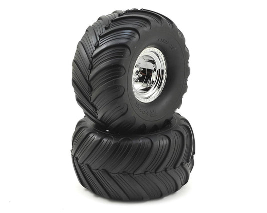 Traxxas 12mm Hex "Bigfoot" Pre-Mounted Tires & Wheels (2) (Rear) (Chrome) 3663x
