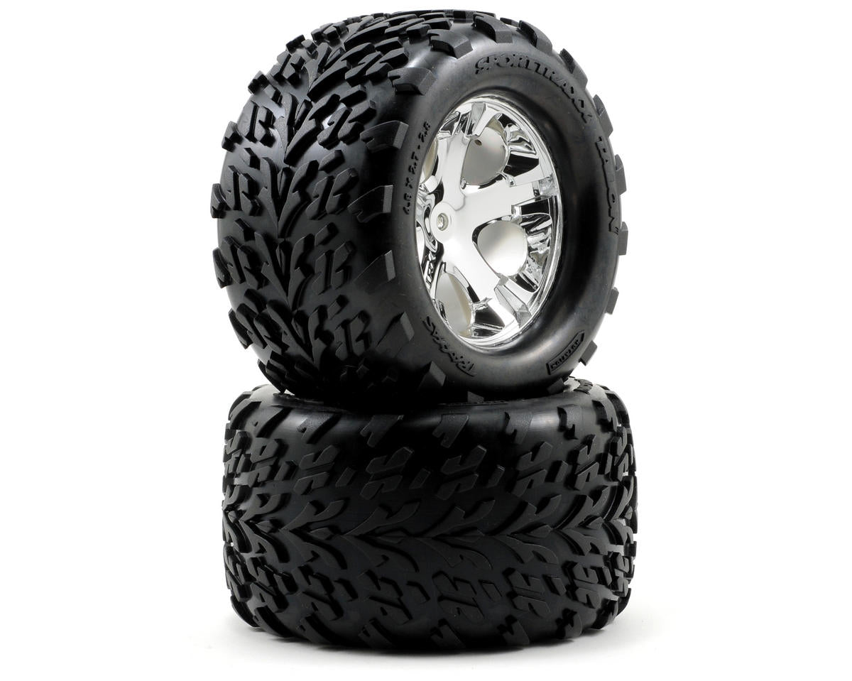 Traxxas Talon Rear Tires w/All-Star Wheels (2) (Chrome) 3668
