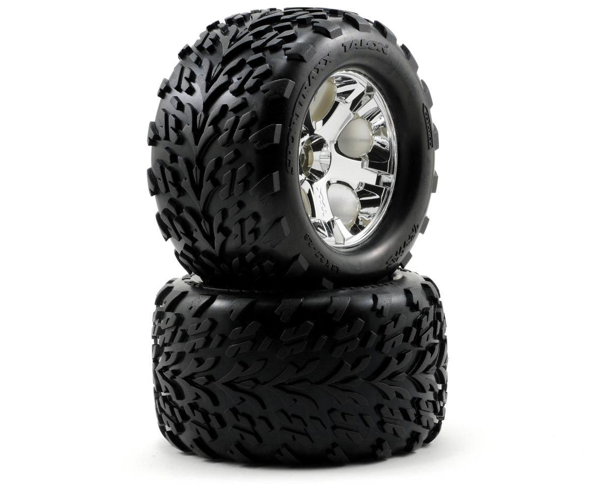 TRAXXAS Stampede® VXL Talon Front Tires w/All-Star Wheels (2) (Chrome) 3669