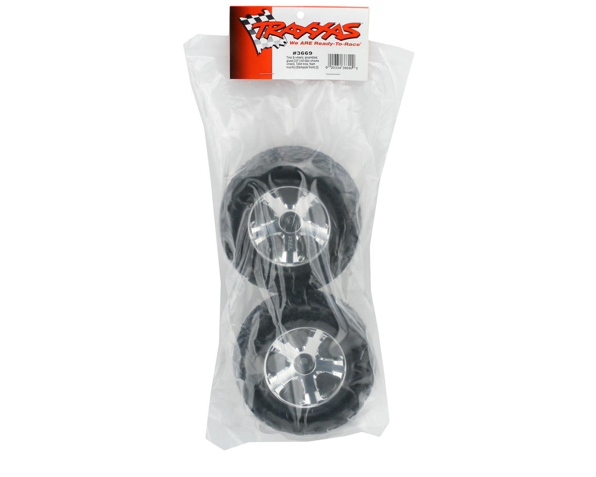 TRAXXAS Stampede® VXL Talon Front Tires w/All-Star Wheels (2) (Chrome) 3669