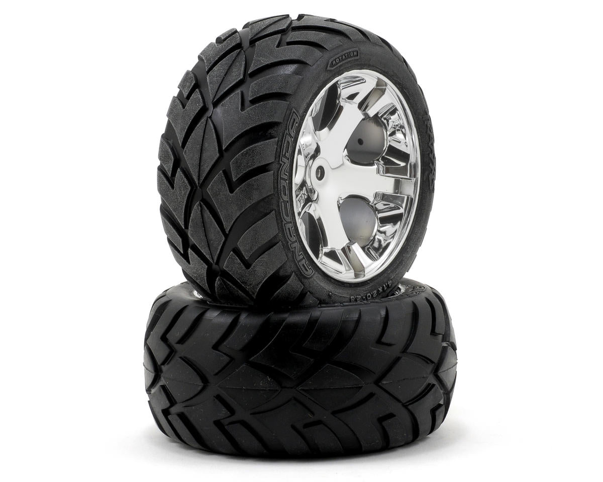 Traxxas Anaconda Rear Tires w/All-Star Wheels (2) (Chrome) (Standard) 3773