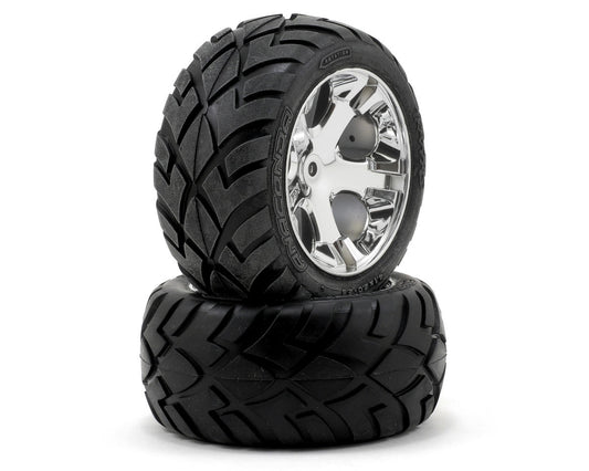 Traxxas Anaconda Rear Tires w/All-Star Wheels (2) (Chrome) (Standard) 3773