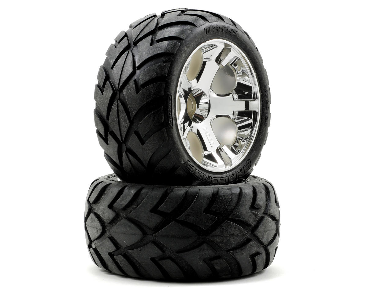 Traxxas Anaconda Tires w/All-Star Front Wheels (2) (Jato) (Chrome) (Standard) 5577R