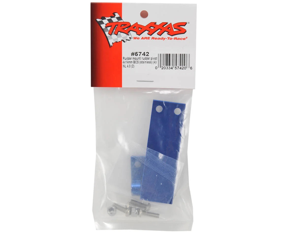 TRAXXAS Spartan, Blue Aluminum Rudder Mount with Hardware 5742X