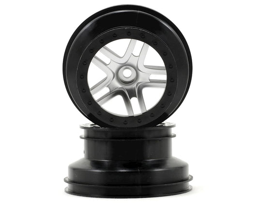 Traxxas Dual Profile Split-Spoke SCT Wheels (Satin Chrome/Black-2) (Slash Front) 12mm Hex 5876