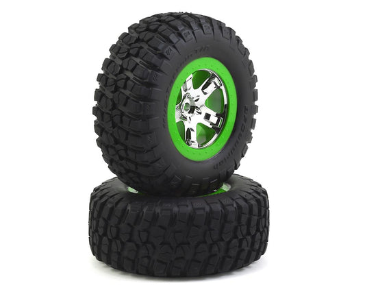 Traxxas BFGoodrich KM2 Tire w/SCT Rear Wheel (2) (Chrome/Green) (Standard) 6876