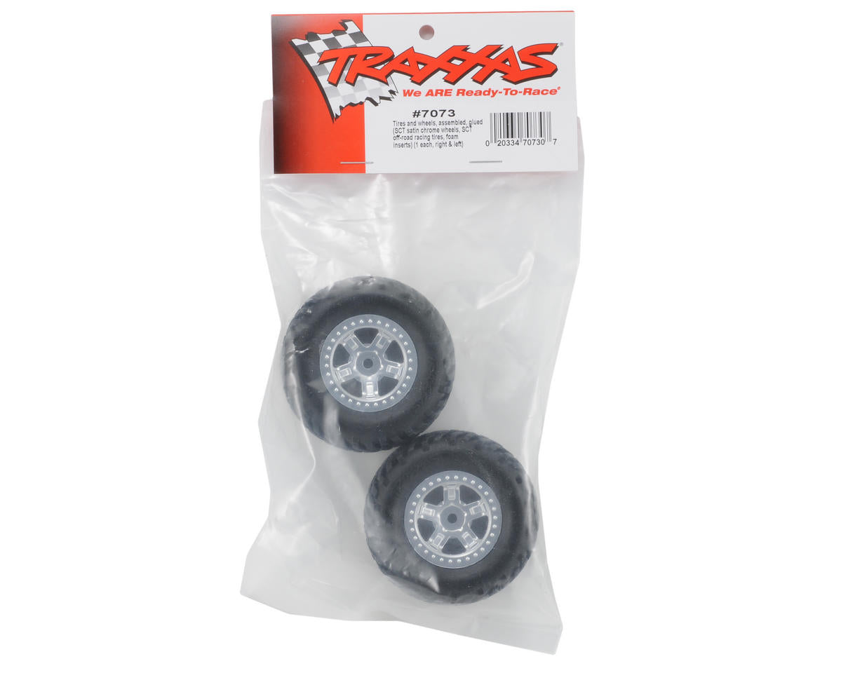 Traxxas Pre-Mounted SCT Off-Road Tire (Satin Chrome) (2) 7073