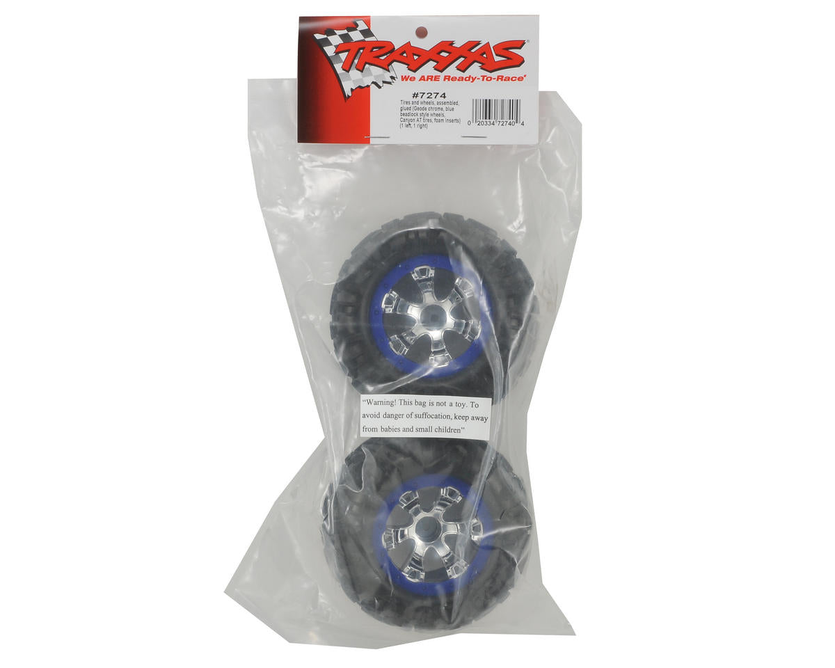 Traxxas Pre-Mounted Canyon AT Tires (Geode Beadlock) (2) (Chrome/Blue) 7274