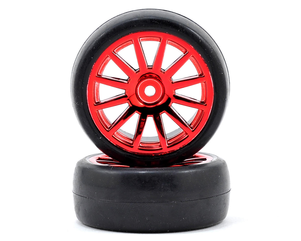 Traxxas LaTrax Pre-Mounted Slick Tires & 12-Spoke Wheels (Red Chrome) (2) 7573x