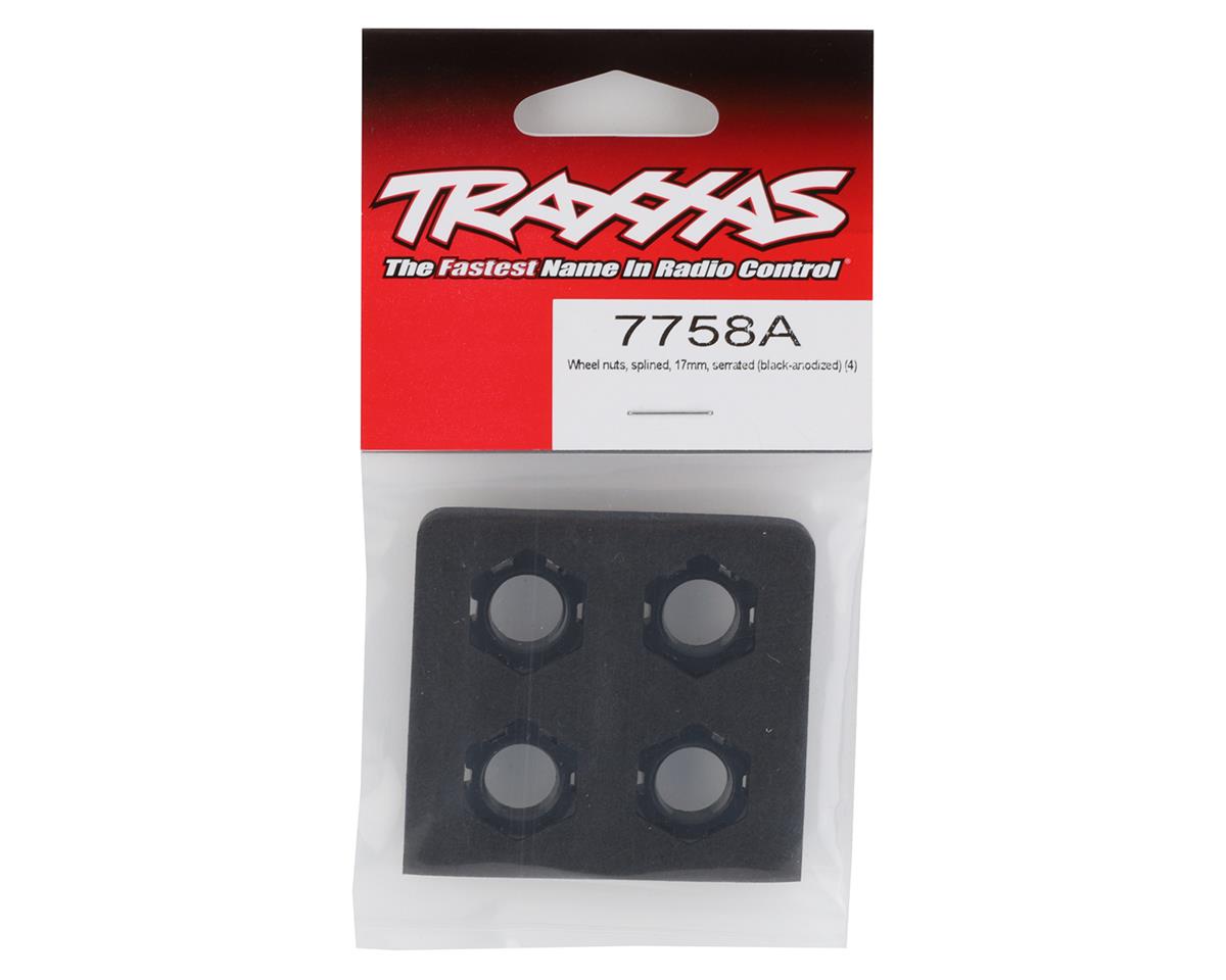 Traxxas Sledge/X-Maxx/E-Revo VXL 17mm Splined Wheel Nut (Black) (4) 7758A