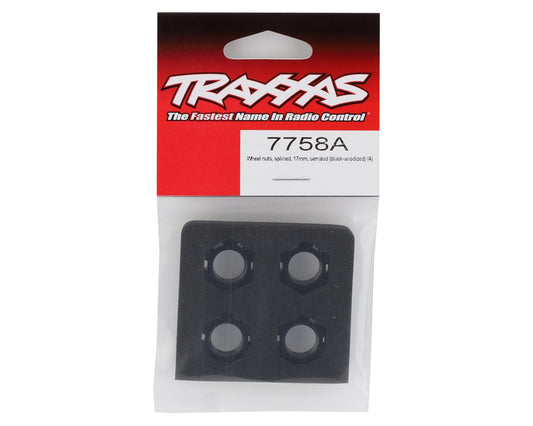 Traxxas Sledge/X-Maxx/E-Revo VXL 17mm Splined Wheel Nut (Black) (4) 7758A