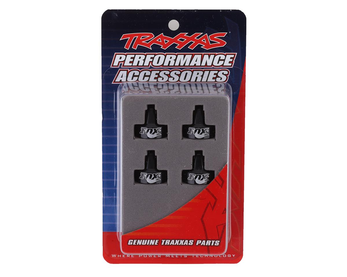 Traxxas Unlimited Desert Racer, Aluminum "Fox" Shock Caps (Black) (4) 8456
