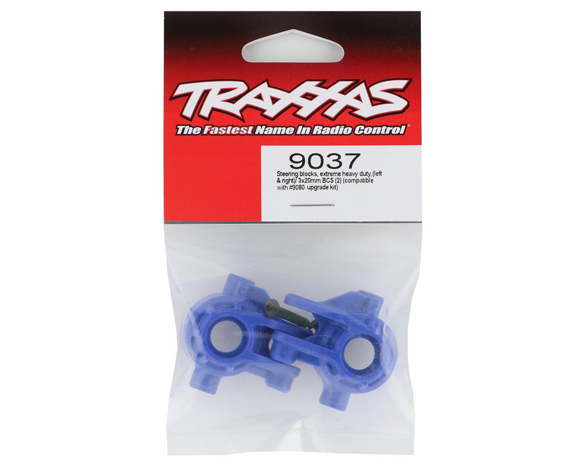 Traxxas Hoss/Rustler/Slash 4x4 Extreme Heavy Duty Steering Blocks (Blue) (2) 9037X