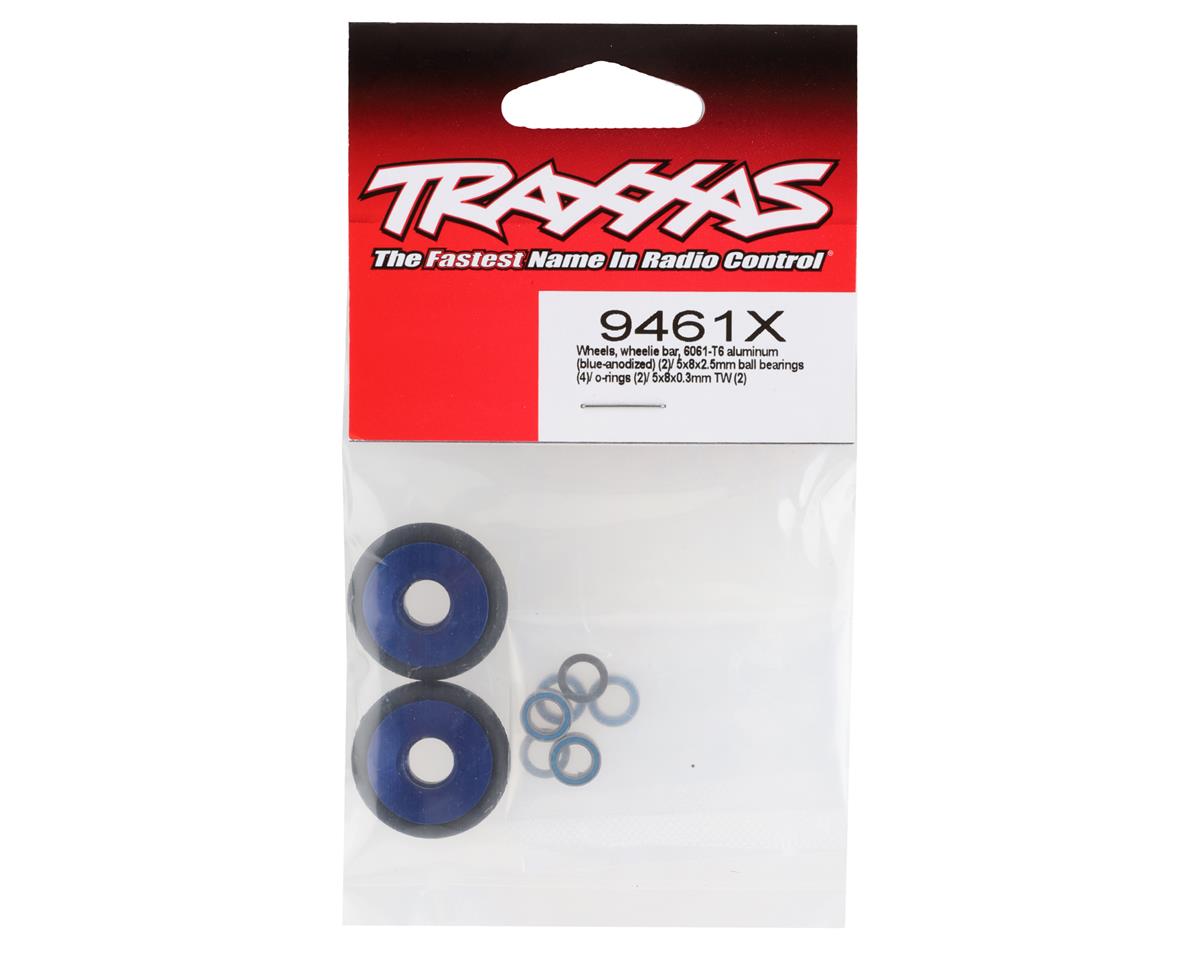 Traxxas Bandit/Rustler/Stampede 2WD Aluminum Wheelie Bar Wheels (Blue) (2) 9461X