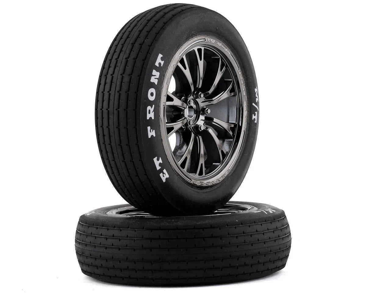 Traxxas Drag Slash Front Pre-Mounted Tires (Black Chrome) (2) w/Weld Wheels & 12mm Hex 9474X