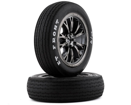 Traxxas Drag Slash Front Pre-Mounted Tires (Black Chrome) (2) w/Weld Wheels & 12mm Hex 9474X