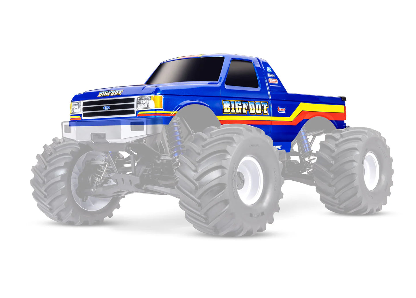 Traxxas X-Maxx MT Ford Bigfoot No. 8 Painted Clipless Body 7691-BLUE