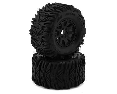 UpGrade RC Dirt Claw 2.2" Pre-Mounted BELTED Tires for Traxxas® Mini Maxx® & Mini XRT® (2) UPG-10013