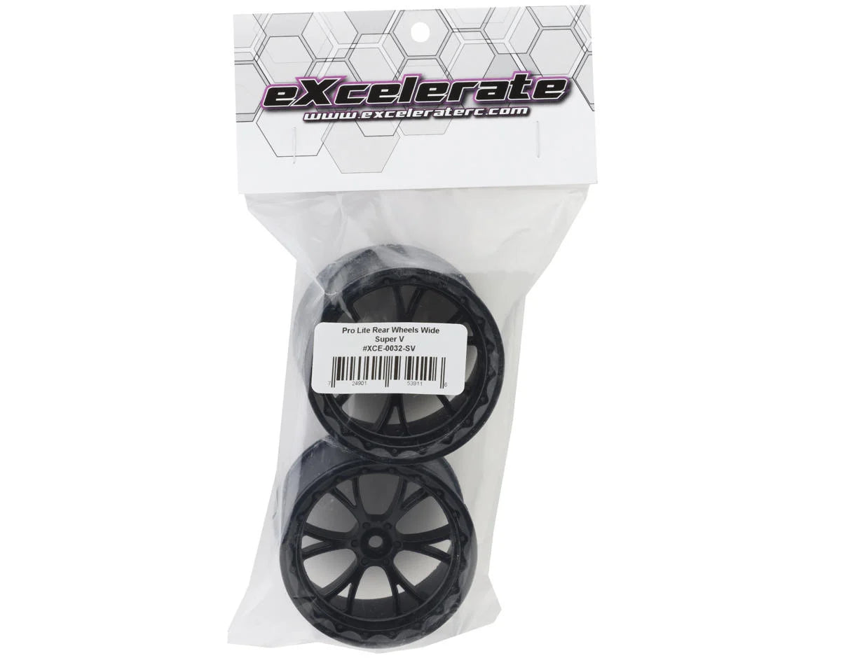 eXcelerate Super V Pro Lite Rear Wheels (Black) (Wide) (2) XCE-0032-SV