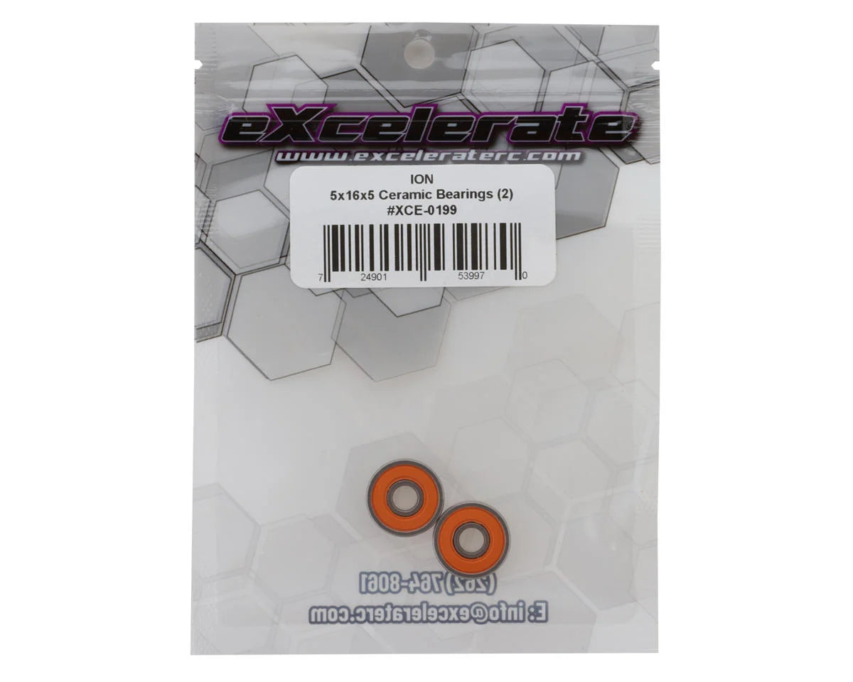 eXcelerate ION 5x16x5mm Ceramic Rubber Sealed Bearings (2) XCE-0199