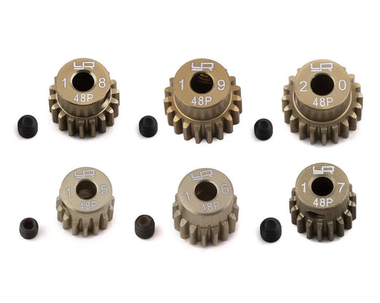 Yeah Racing Hard Coated 48P Aluminum Pinion Gear Set (15, 16, 17, 18, 19, 20T) (3.17mm Bore) MG-48015-020