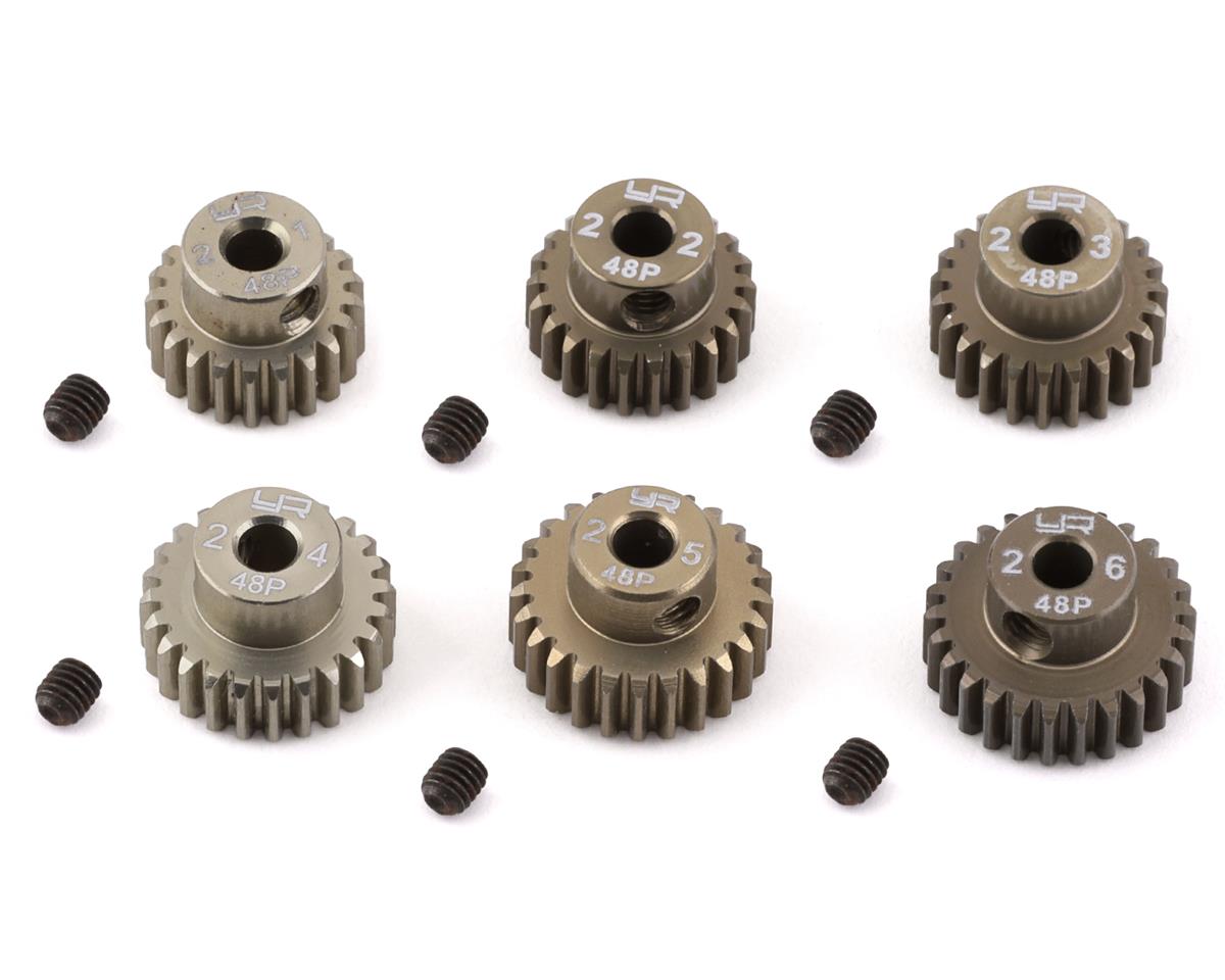 Yeah Racing Hard Coated 48P Aluminum Pinion Gear Set (21, 22, 23, 24, 25, 26T) (3.17mm Bore) MG-48021-026