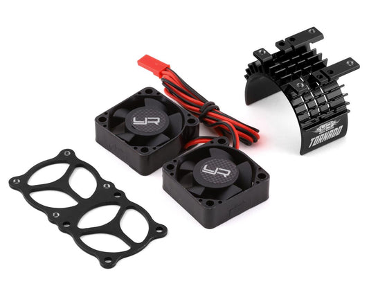 Yeah Racing Aluminum 540/550 Motor Heat Sink w/Twin Tornado Fans (BlACK) YA-0643BK