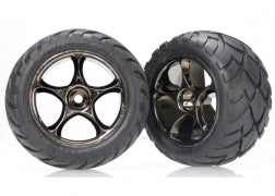 TRAXXAS BANDIT Tires & wheels, assembled (Tracer 2.2" black chrome wheels, Anaconda® 2.2" tires with foam inserts) (2) (Bandit rear) 2478A