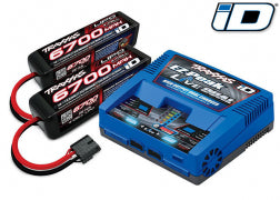 Battery/charger completer pack (includes #2973 EZ-Peak Live Dual iD charger (1), #2890X 6700mAh 14.8V 4-cell 25C LiPo battery (2)) 2997