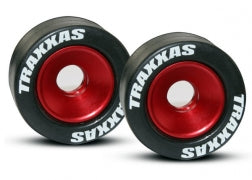 Wheels, aluminum (red-anodized) (2)/ 5x8mm ball bearings (4)/ axles (2)/ rubber tires (2) 5186