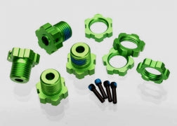 Wheel hubs, splined, 17mm (green-anodized) (4)/ wheel nuts, splined, 17mm (green-anodized) (4)/ screw pins, 4x13mm (with threadlock) (4) 5353G