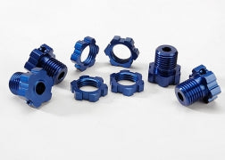 TRAXXAS Wheel hubs, splined, 17mm (blue-anodized) (4)/ wheel nuts, splined, 17mm (blue-anodized) (4)/ screw pins, 4x13mm (with threadlock) (4)  5353X