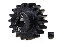TRAXXAS Gear, 18-T pinion (machined) (1.0 metric pitch) (fits 5mm shaft)/ set screw (for use only with steel spur gears) 6491r