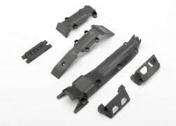 TRAXXAS Skidplate set, 1/16, front (1)/ rear (1)/ transmission (1) (black)/ Guards, steering servo (2) / cover plate, steering servo (1) 7037