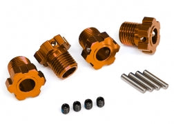 TRAXXAS Wheel hubs, splined, 17mm ( ORANGE  anodized) (4)/ 4x5 GS (4), 3x14mm pin (4) 8654A