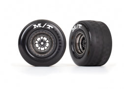 TRAXXAS Tires & wheels, assembled, glued (Weld satin black chrome wheels, Mickey Thompson® ET Drag® Slicks, foam inserts) (rear) (2) 9475A