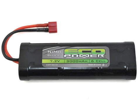 ECP-5014 EcoPower 6-Cell NiMH Stick Pack Battery w/T-Style Connector (7.2V/3000mAh)